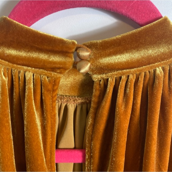 #473 Free People Dream Team Gold Velvet Lace Top size XS - Picture 6 of 11